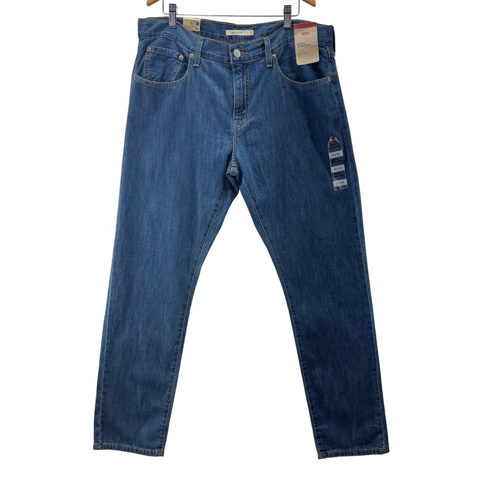 Levis Middy Straight Jeans Womens Size 36x30 Mid Rise Denim Blue‎